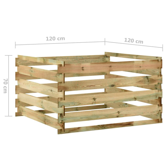 Compostor de grădină din șipci 120x120x70 cm lemn de pin tratat - WALTI WALTI