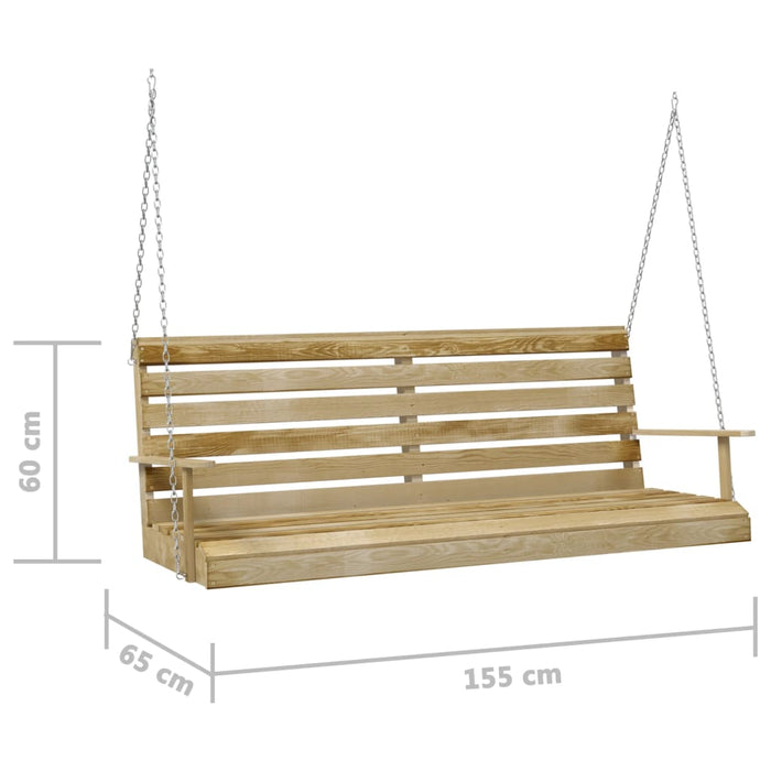 Bancă balansoar, 155x65x60 cm, lemn tratat de pin WALTI