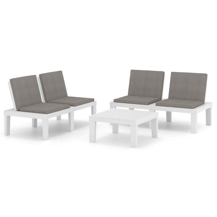 Set mobilier de grădină cu perne, 3 piese, alb, plastic WALTI