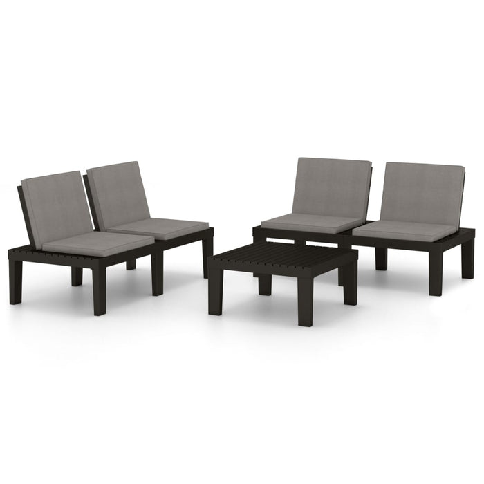 Set mobilier de grădină cu perne, 3 piese, gri, plastic - WALTI WALTI