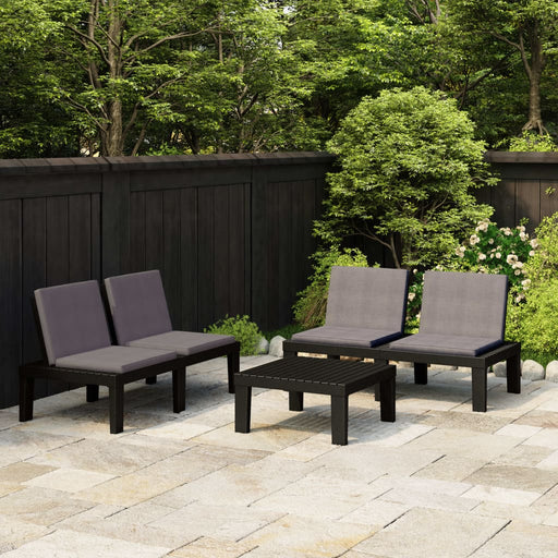 Set mobilier de grădină cu perne, 3 piese, gri, plastic - WALTI WALTI