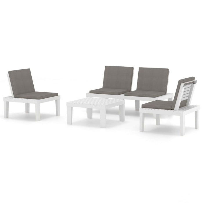 Set mobilier de grădină cu perne, 4 piese, alb, plastic - WALTI WALTI