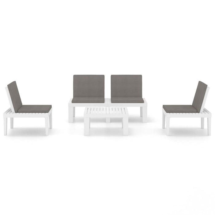 Set mobilier de grădină cu perne, 4 piese, alb, plastic - WALTI WALTI