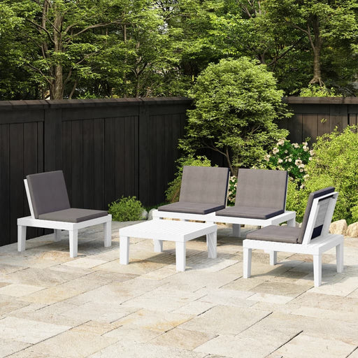 Set mobilier de grădină cu perne, 4 piese, alb, plastic - WALTI WALTI