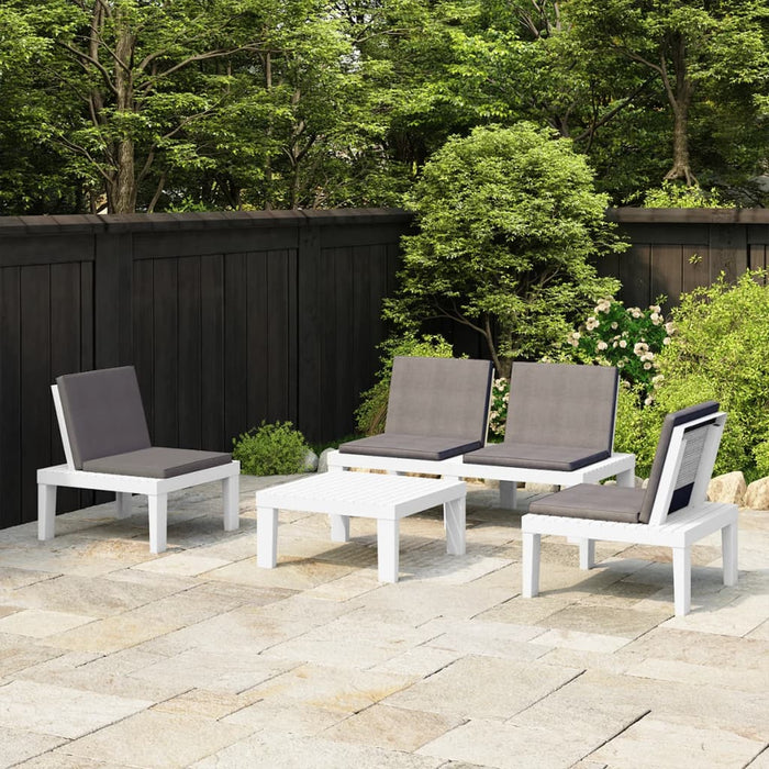 Set mobilier de grădină cu perne, 4 piese, alb, plastic - WALTI WALTI