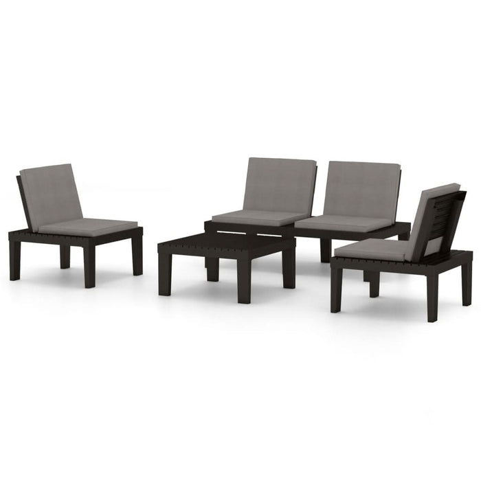 Set mobilier de grădină cu perne, 4 piese, gri, plastic - WALTI WALTI