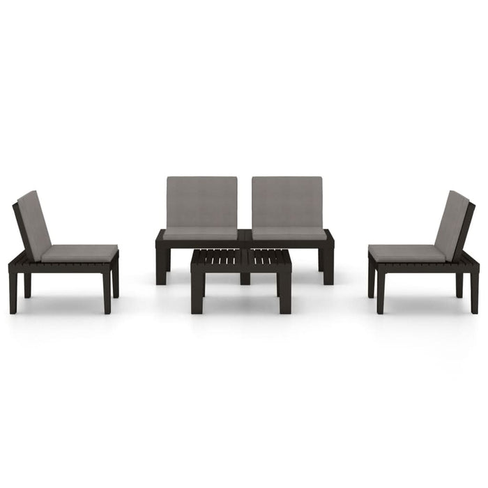 Set mobilier de grădină cu perne, 4 piese, gri, plastic - WALTI WALTI
