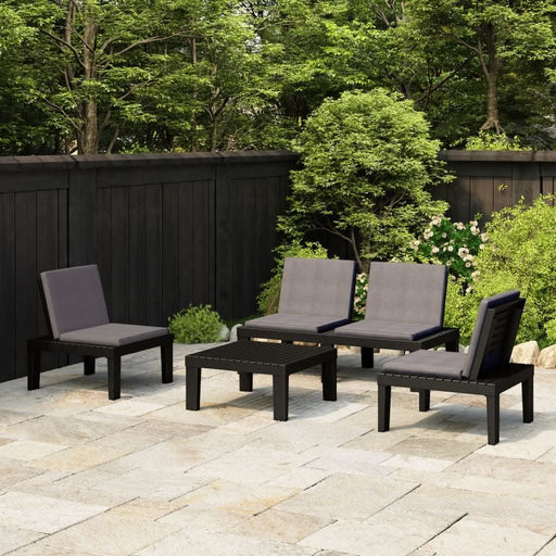 Set mobilier de grădină cu perne, 4 piese, gri, plastic - WALTI WALTI