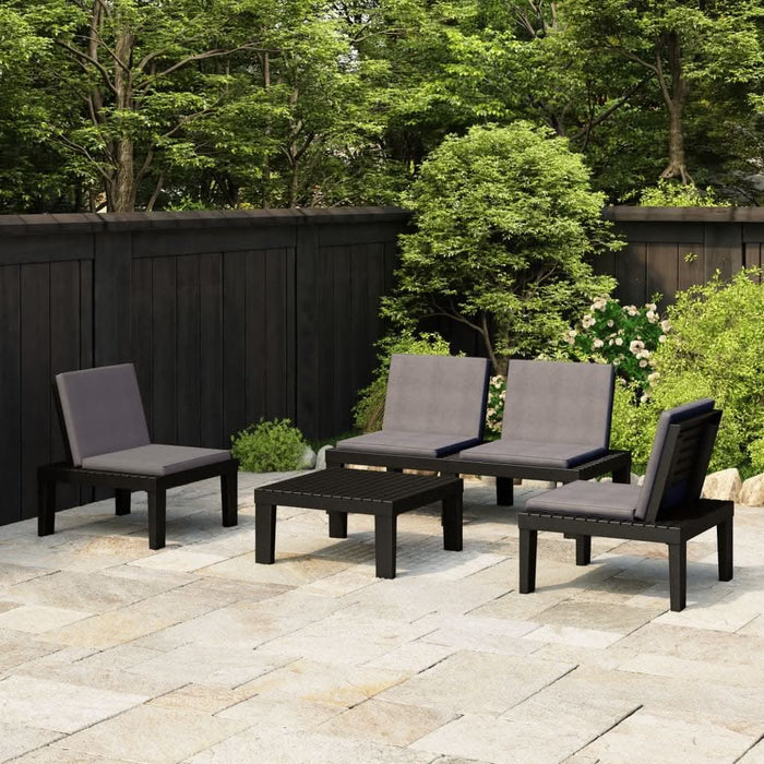 Set mobilier de grădină cu perne, 4 piese, gri, plastic - WALTI WALTI