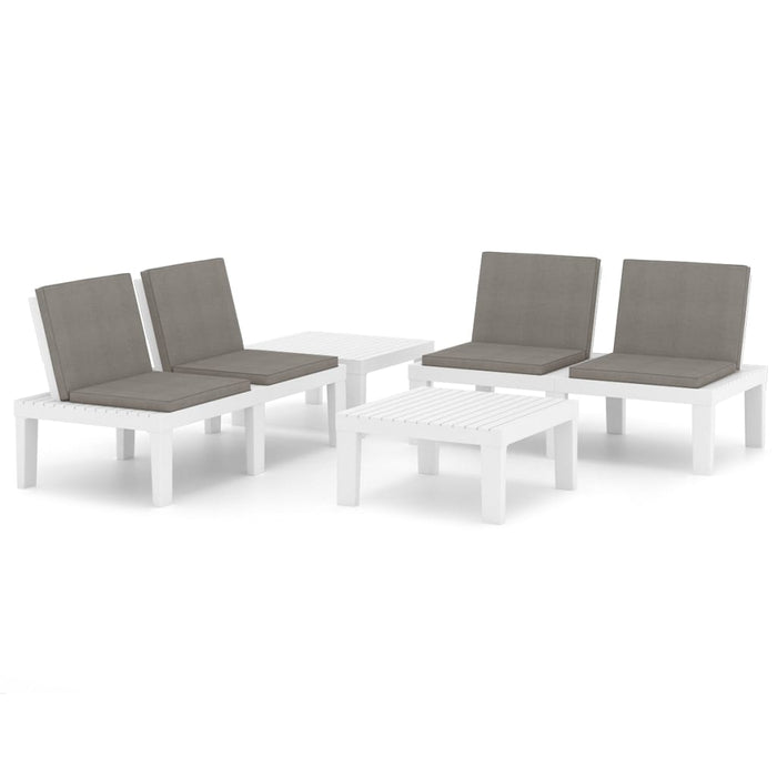 Set mobilier de grădină cu perne, 4 piese, alb, plastic - WALTI WALTI