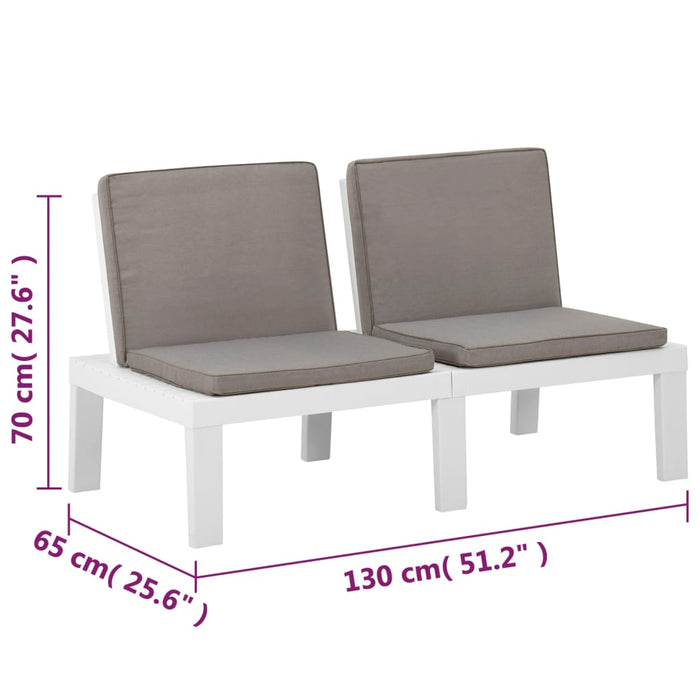 Set mobilier de grădină cu perne, 4 piese, alb, plastic - WALTI WALTI