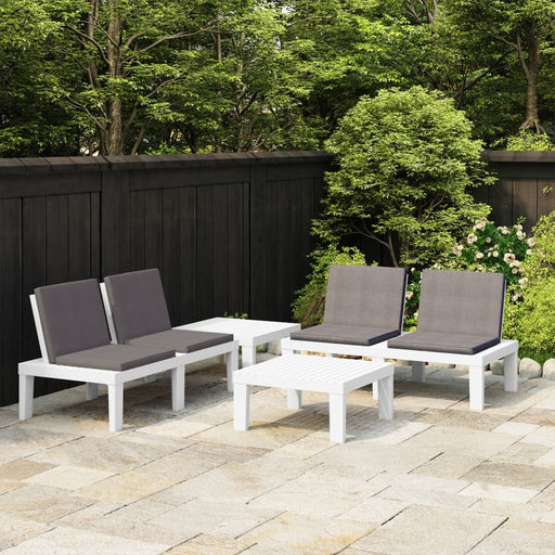 Set mobilier de grădină cu perne, 4 piese, alb, plastic - WALTI WALTI