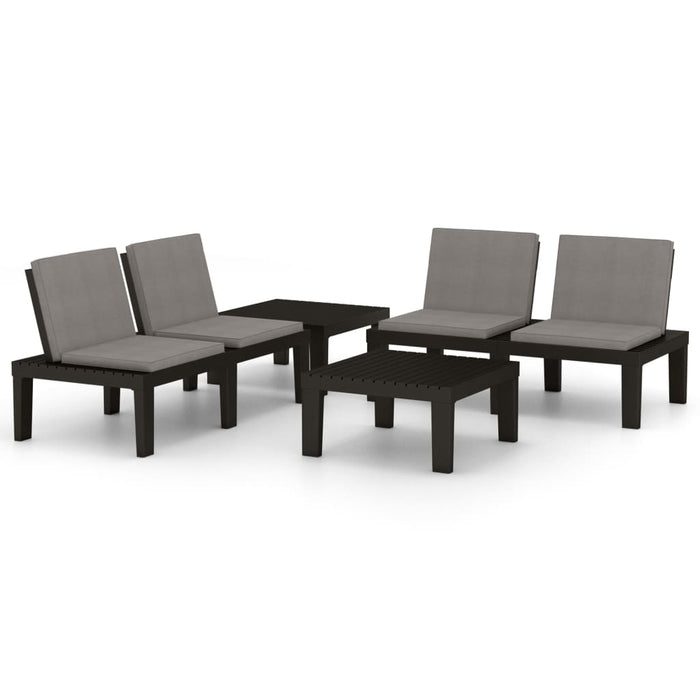 Set mobilier de grădină cu perne, 4 piese, gri, plastic - WALTI WALTI