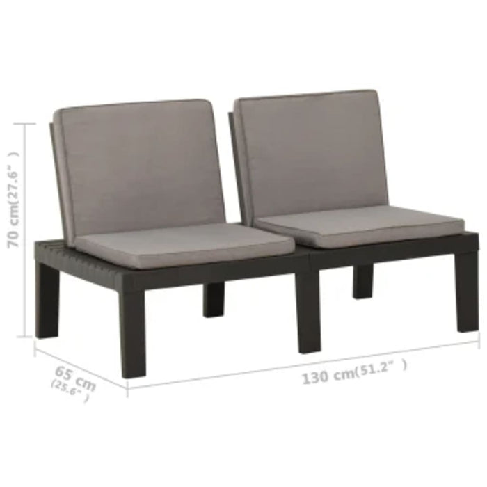 Set mobilier de grădină cu perne, 4 piese, gri, plastic - WALTI WALTI