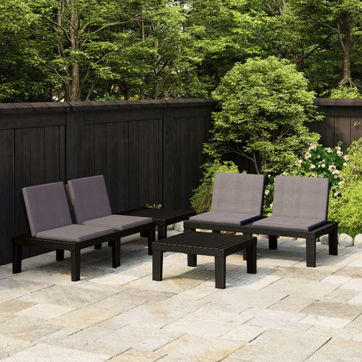 Set mobilier de grădină cu perne, 4 piese, gri, plastic - WALTI WALTI