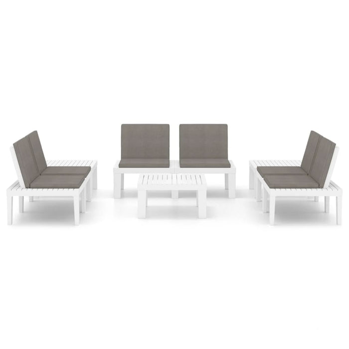 Set mobilier de grădină cu perne, 6 piese, alb, plastic - WALTI WALTI