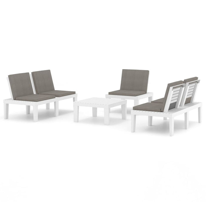 Set mobilier de grădină cu perne, 4 piese, alb, plastic - WALTI WALTI