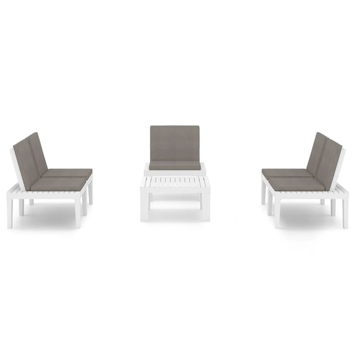 Set mobilier de grădină cu perne, 4 piese, alb, plastic - WALTI WALTI