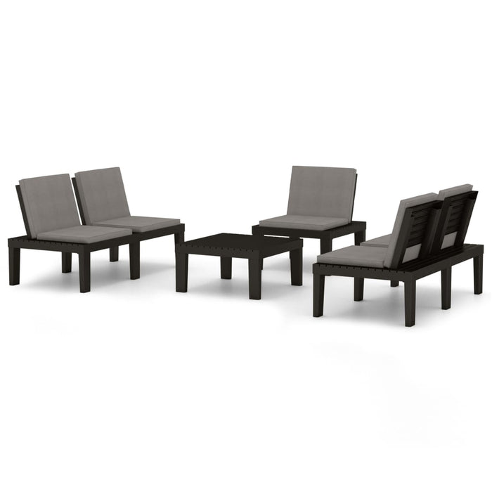 Set mobilier de grădină cu perne, 4 piese, gri, plastic - WALTI WALTI