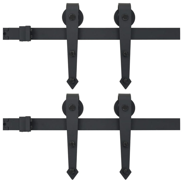 Seturi de feronerie uși glisante, 2 buc., negru, 200 cm, oțel - WALTI WALTI