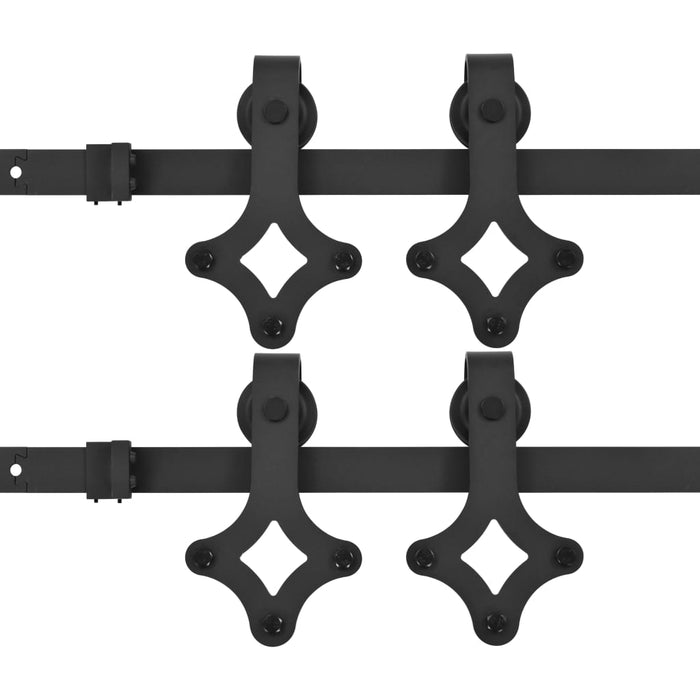 Set feronerie pentru uși glisante, 2 piese,negru, 200 cm, oțel - WALTI WALTI