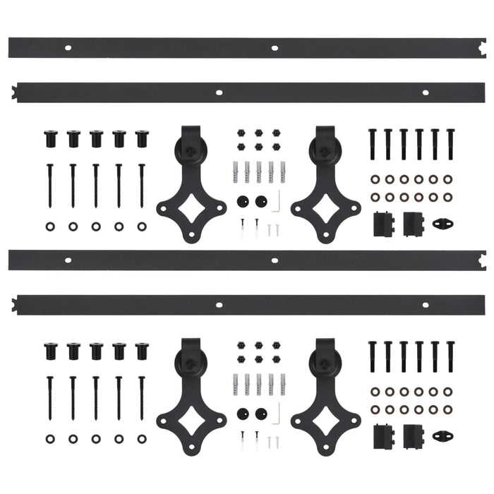 Set feronerie pentru uși glisante, 2 piese,negru, 200 cm, oțel - WALTI WALTI