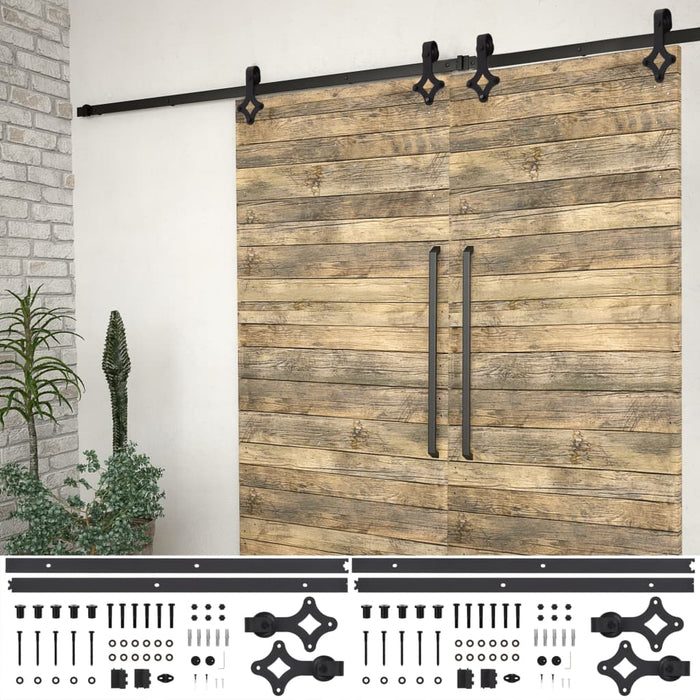 Set feronerie pentru uși glisante, 2 piese,negru, 200 cm, oțel - WALTI WALTI