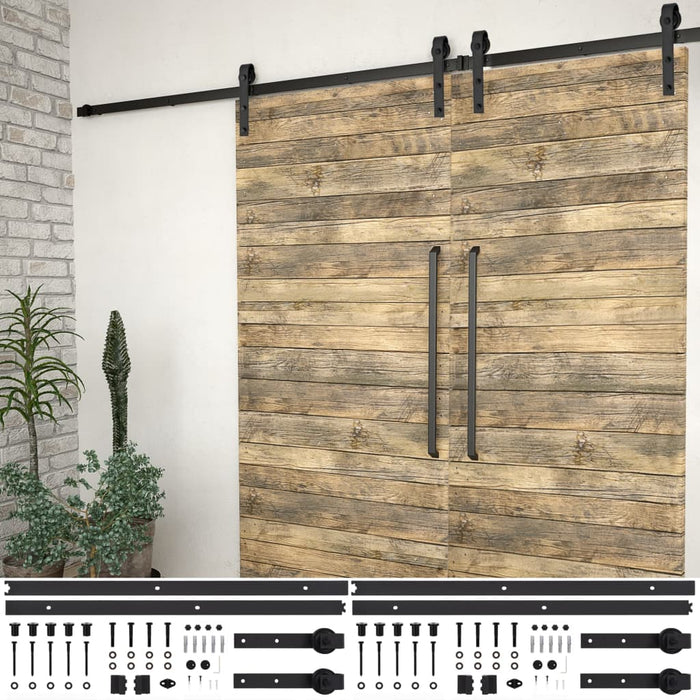 Seturi feronerie uși glisante, 2 buc., negru, 183 cm, oțel - WALTI WALTI