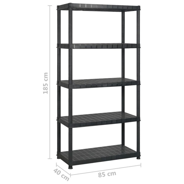 Raft de depozitare cu 5 polițe, negru, 170x40x185 cm, plastic - WALTI WALTI