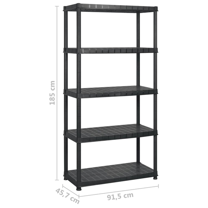 Raft de depozitare cu 5 polițe, negru, 183x45,7x185 cm, plastic - WALTI WALTI