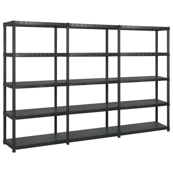 Raft de depozitare cu 5 polițe, negru, 255x40x185 cm, plastic - WALTI WALTI
