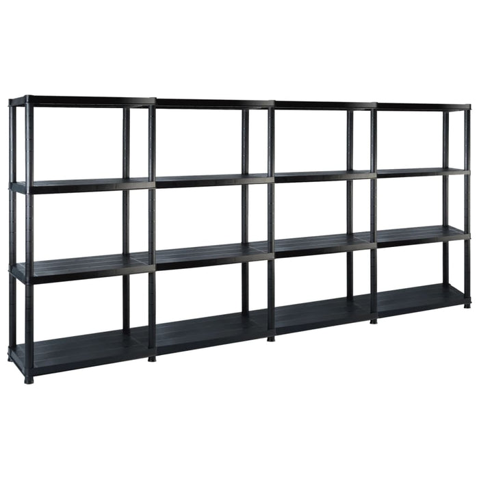Raft de depozitare cu 4 polițe, negru, 244x30,5x130 cm, plastic - WALTI WALTI