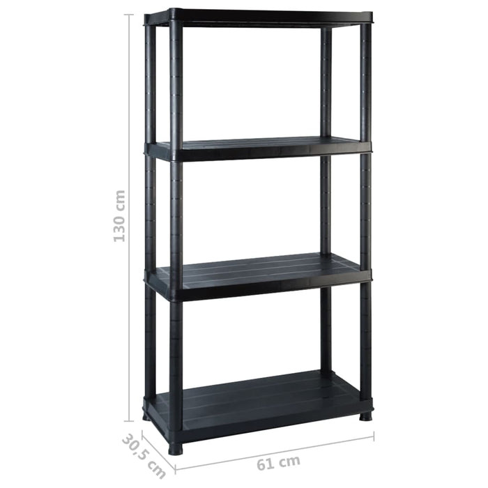 Raft de depozitare cu 4 polițe, negru, 244x30,5x130 cm, plastic - WALTI WALTI