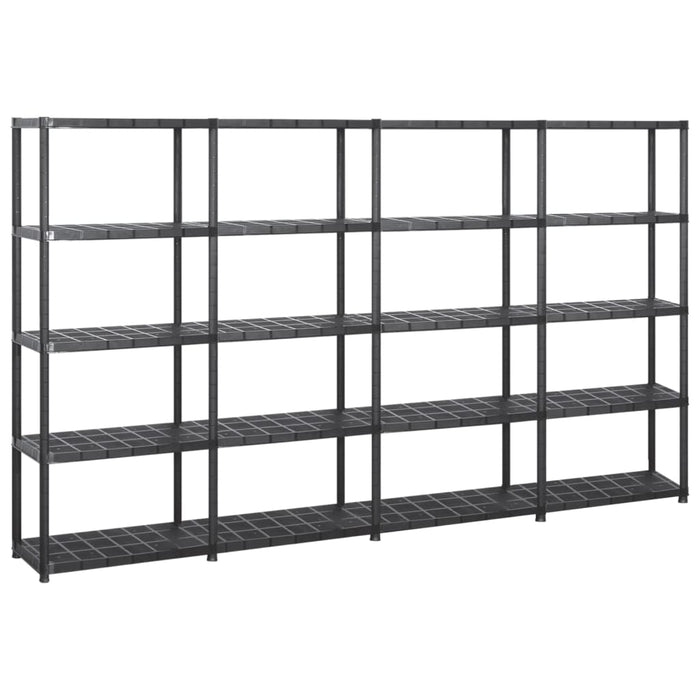 Raft de depozitare cu 5 polițe, negru, 284x38x170 cm, plastic - WALTI WALTI
