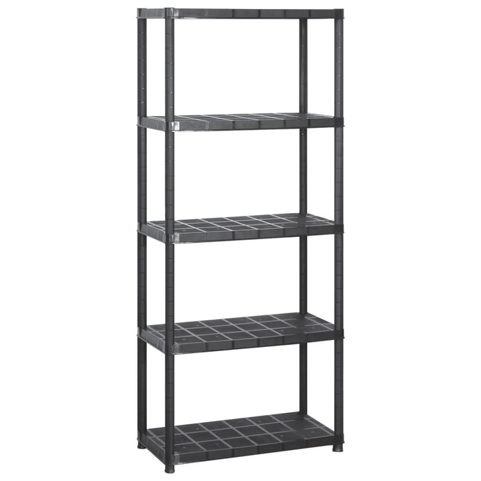 Raft de depozitare cu 5 polițe, negru, 284x38x170 cm, plastic - WALTI WALTI
