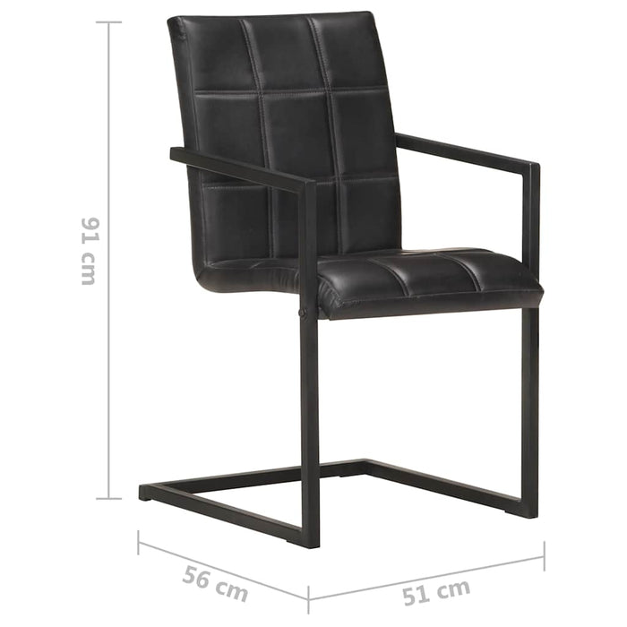 Scaune de bucătărie consolă, 6 buc., negru, piele naturală - WALTI WALTI