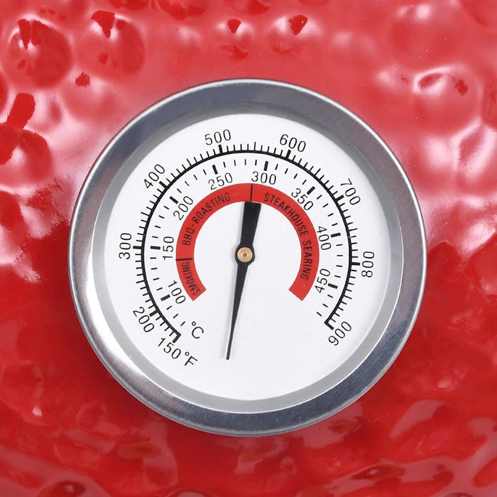 Grătar cu afumătoare 2-în-1 Kamado, roșu, 56 cm, ceramică - WALTI WALTI