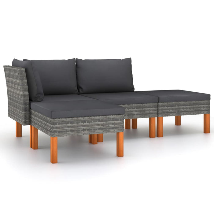 Set mobilier de grădină cu perne, 4 piese, gri, poliratan - WALTI WALTI
