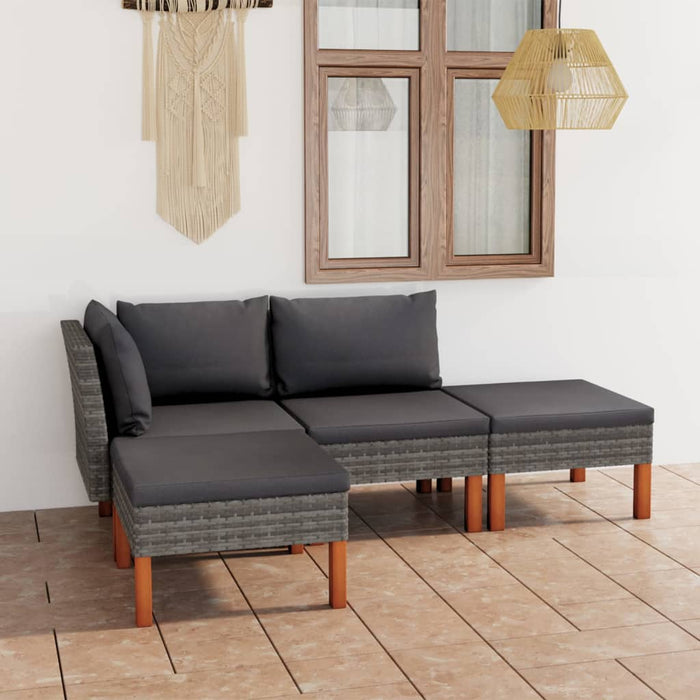 Set mobilier de grădină cu perne, 4 piese, gri, poliratan - WALTI WALTI