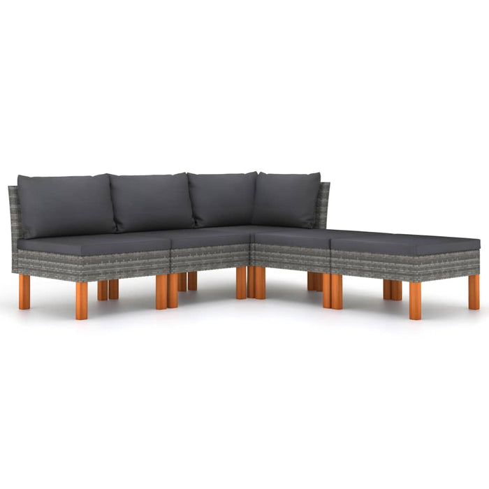 Set mobilier de grădină cu perne, 5 piese, gri, poliratan - WALTI WALTI