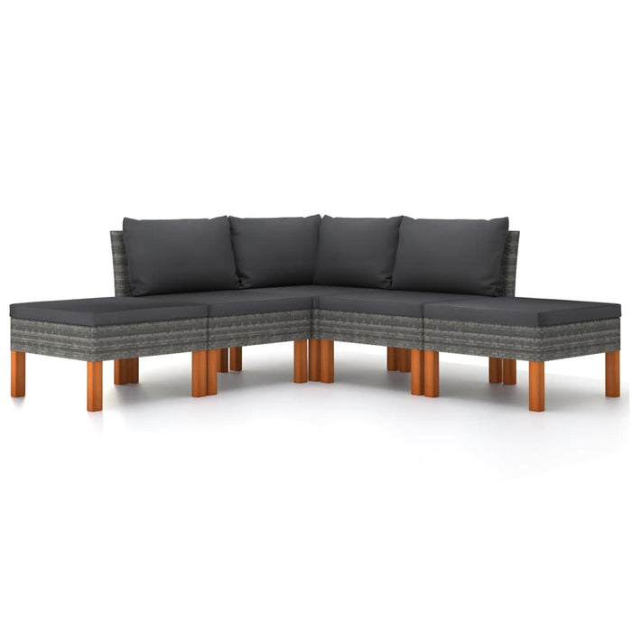 Set mobilier de grădină cu perne, 5 piese, gri, poliratan - WALTI WALTI