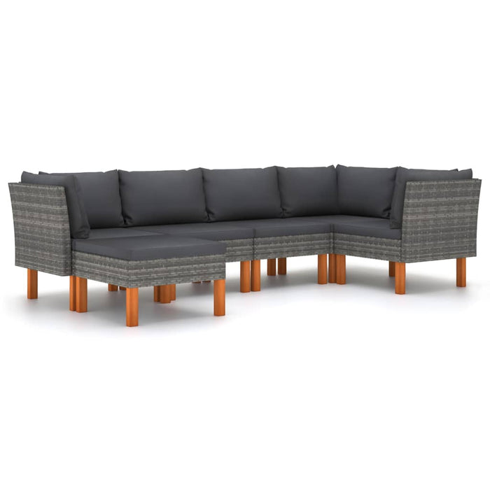 Set mobilier de grădină cu perne, 6 piese, gri, poliratan WALTI