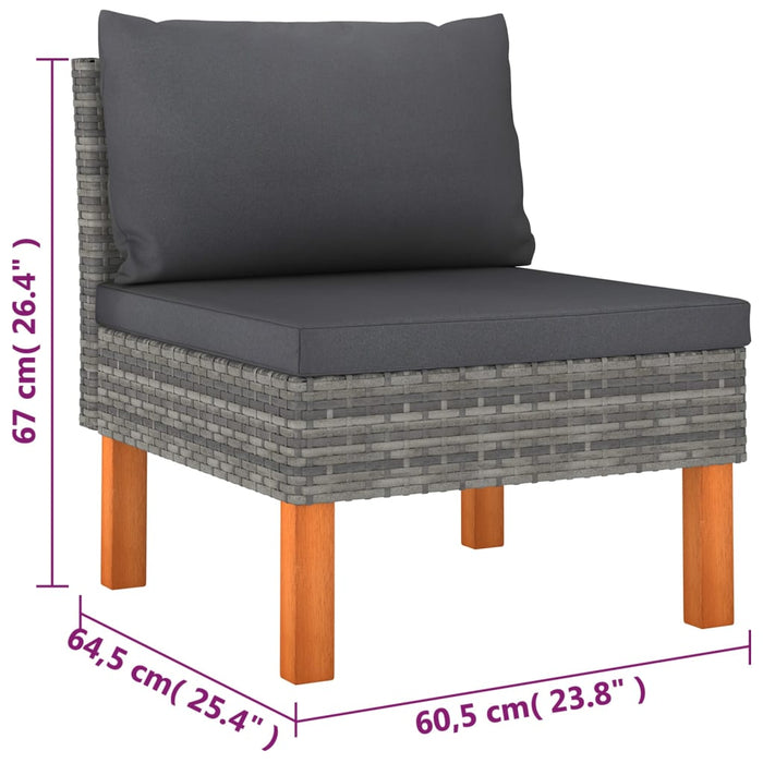 Set mobilier de grădină cu perne, 6 piese, gri, poliratan WALTI