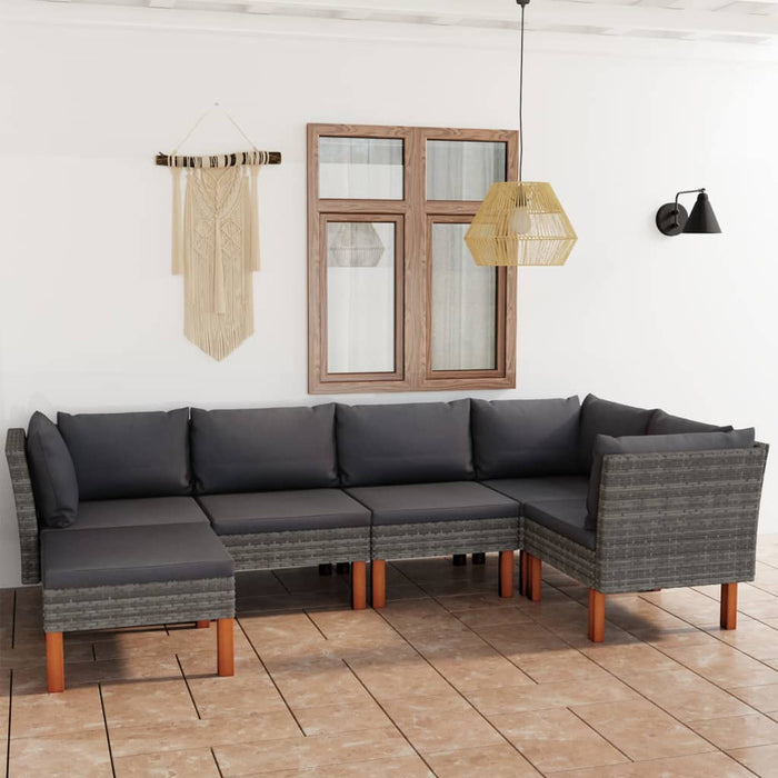Set mobilier de grădină cu perne, 6 piese, gri, poliratan WALTI