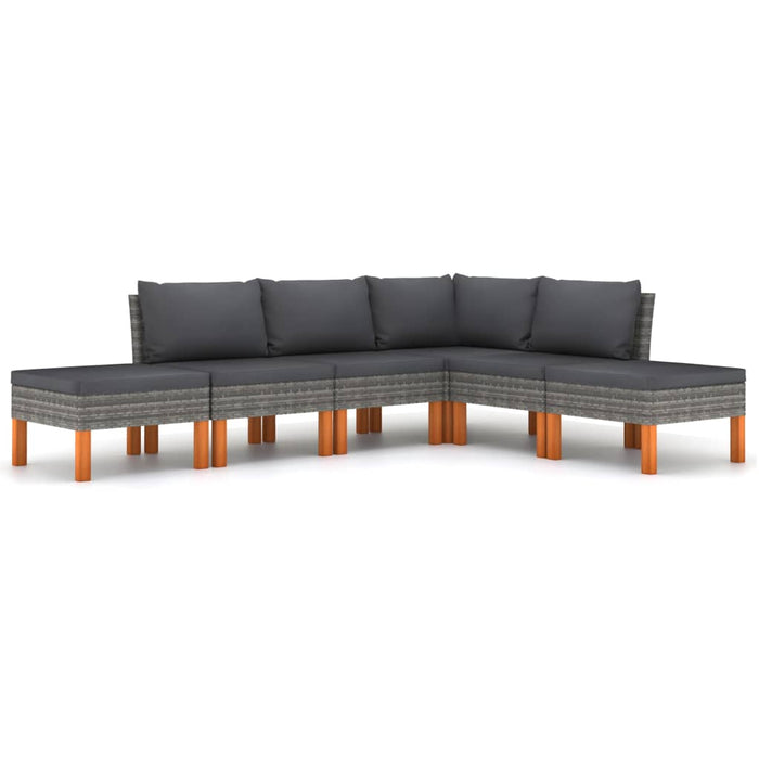 Set mobilier de grădină cu perne, 6 piese, gri, poliratan WALTI