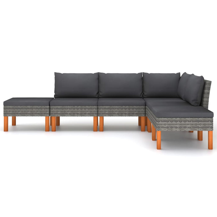 Set mobilier de grădină cu perne, 6 piese, gri, poliratan WALTI