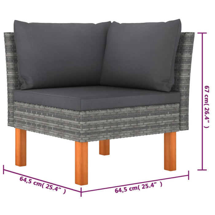 Set mobilier de grădină cu perne, 6 piese, gri, poliratan WALTI