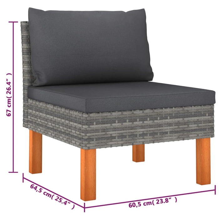 Set mobilier de grădină cu perne, 6 piese, gri, poliratan WALTI