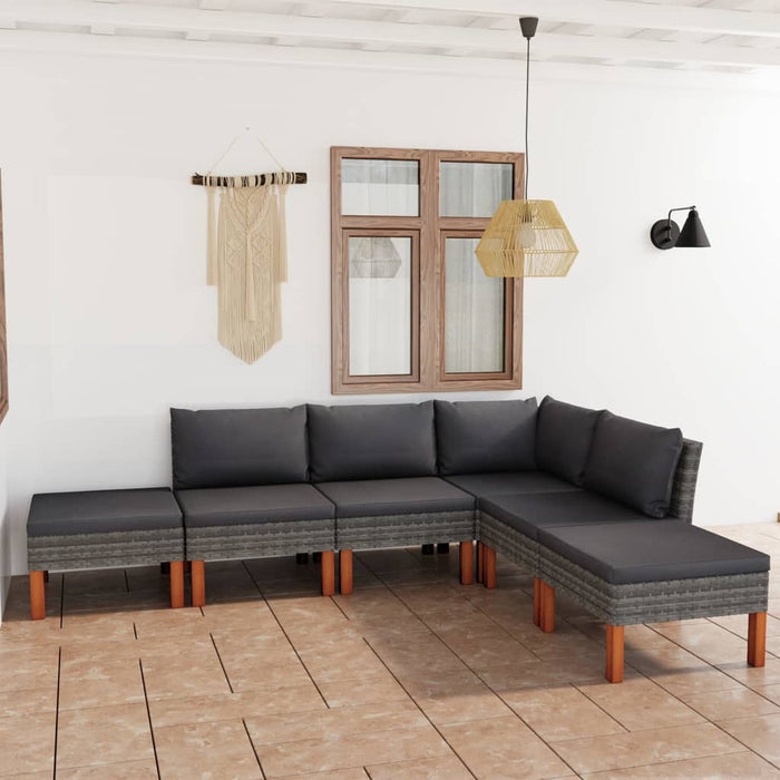 Set mobilier de grădină cu perne, 6 piese, gri, poliratan WALTI