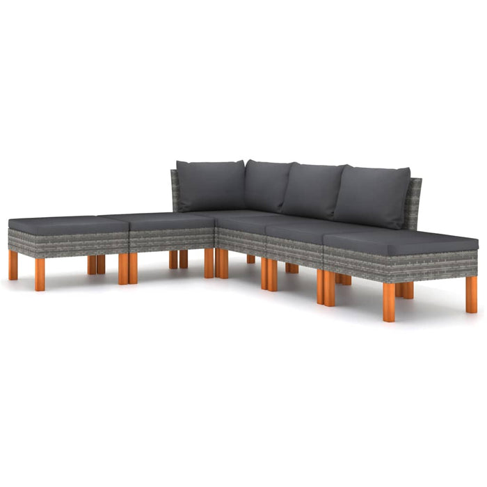 Set mobilier de grădină cu perne, 6 piese, gri, poliratan WALTI